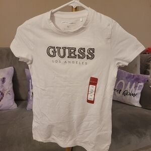 Guess Kids White Tee with Silver Logo